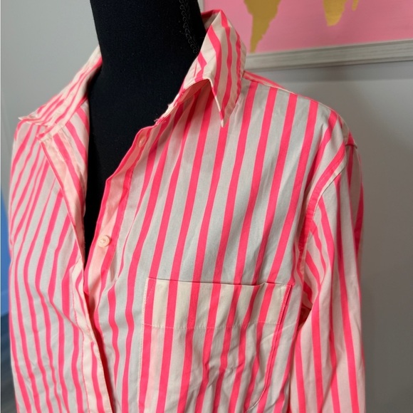 A new day Neon Pink And White Long Sleeve Button Up (M) - Picture 3 of 10